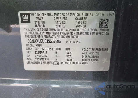 2018 Chevrolet Equinox Lt from USA, damaged, VIN 3GNAXLEU0JS557585